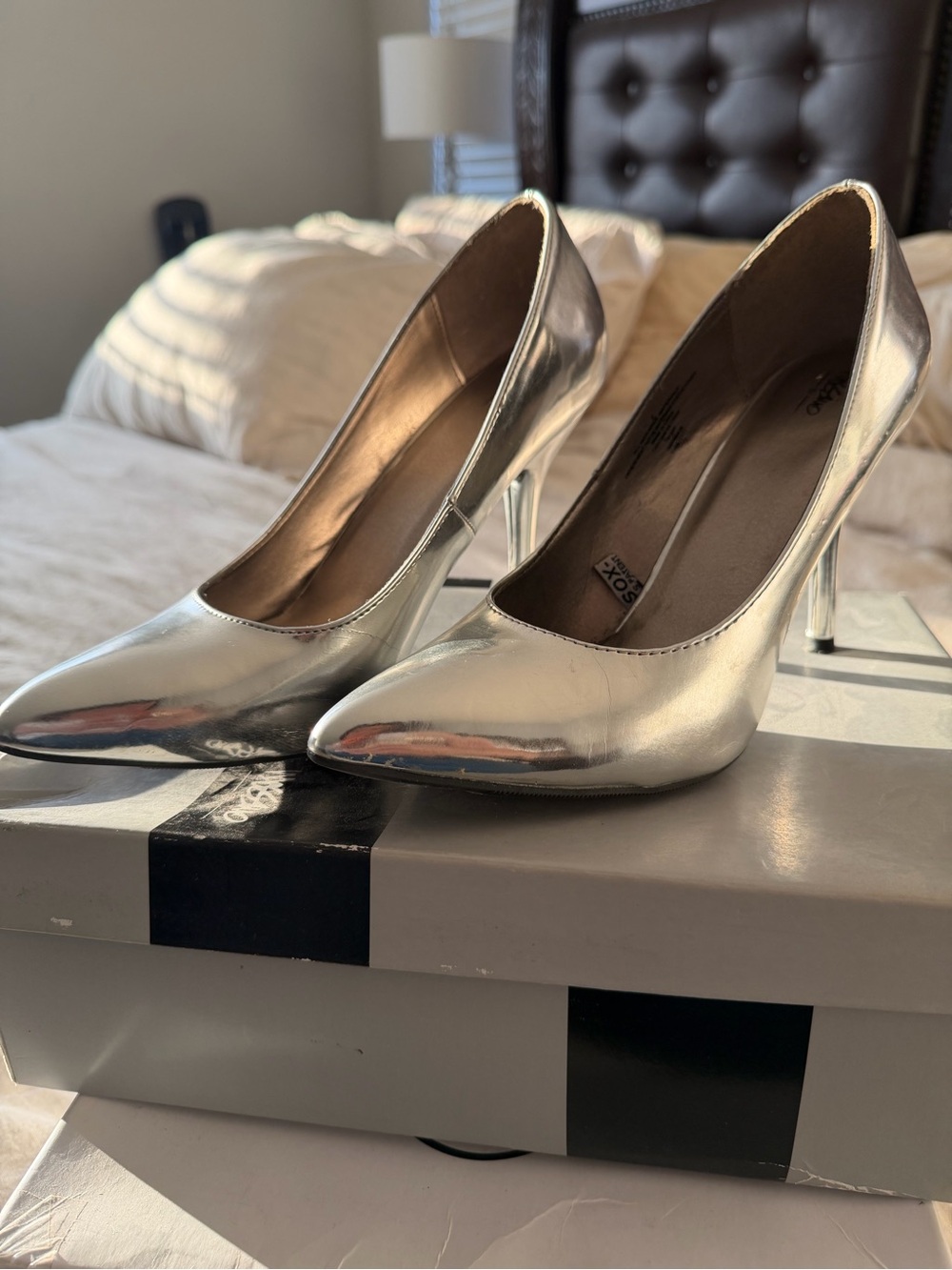Classic Silver Pointed-Toe High Heel Pumps